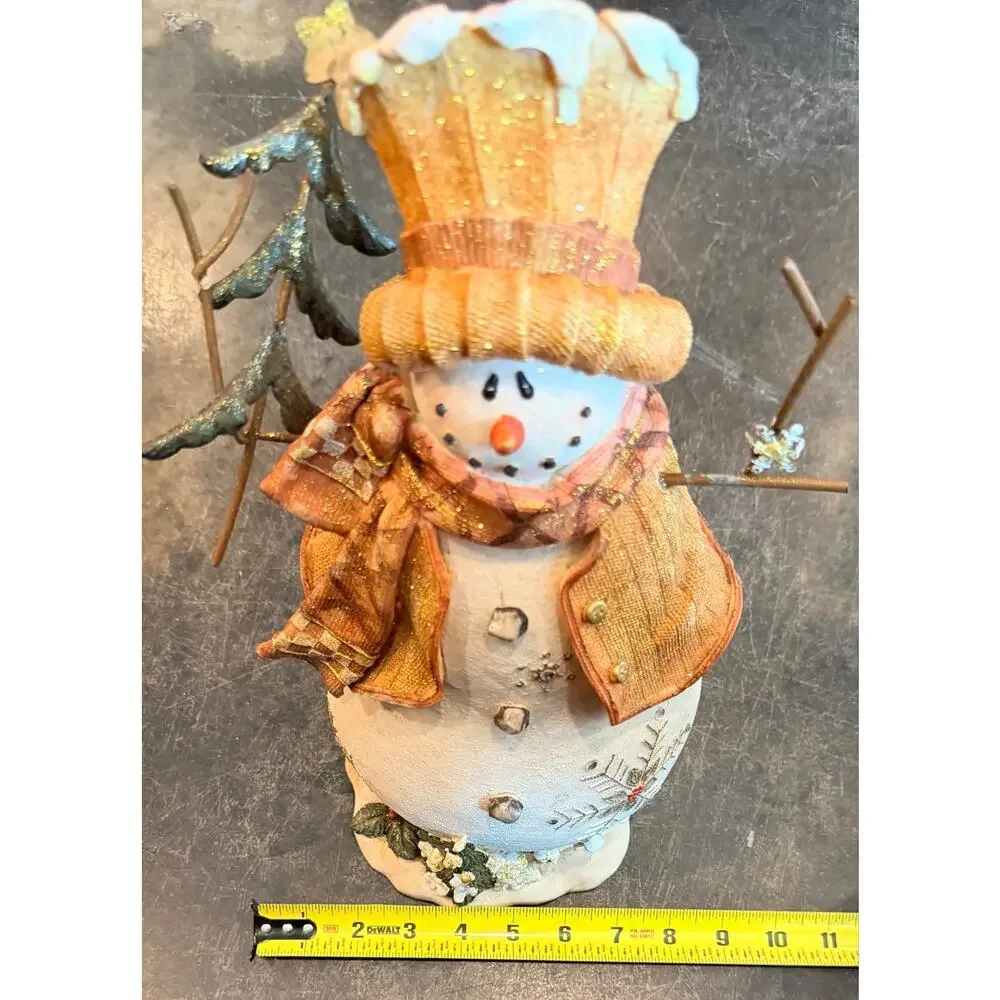 Vintage Kirkland’s Gold 15” Snowman Centerpiece Christmas Decoration
